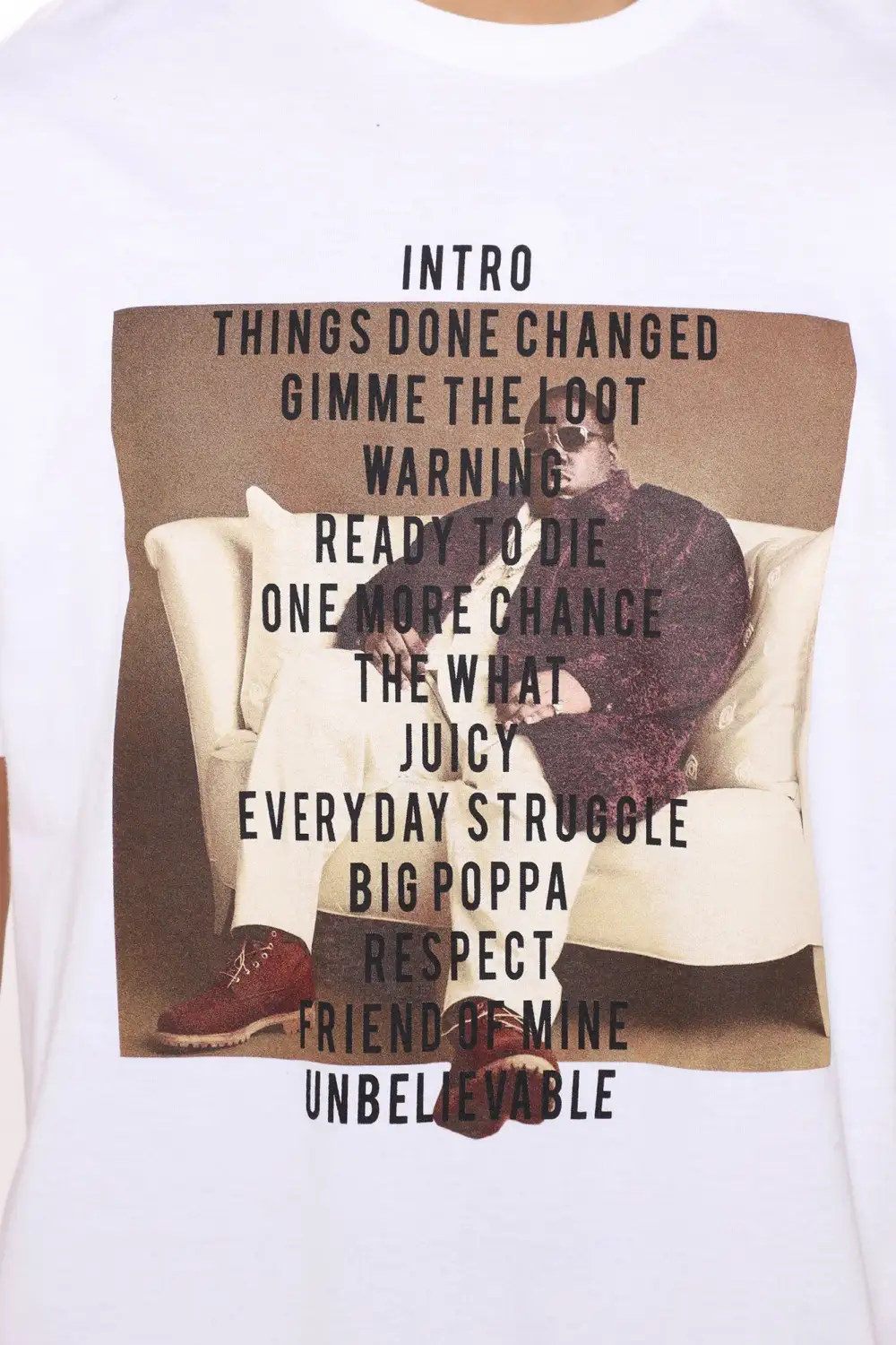 Biggie Lyrical Short Sleeve Tee - White