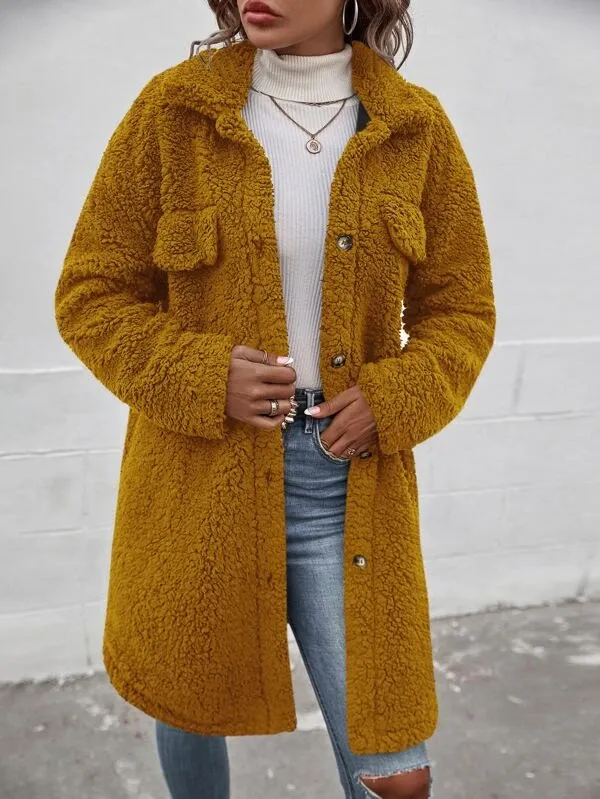 Drop Shoulder Flap Detail Cotton Coat