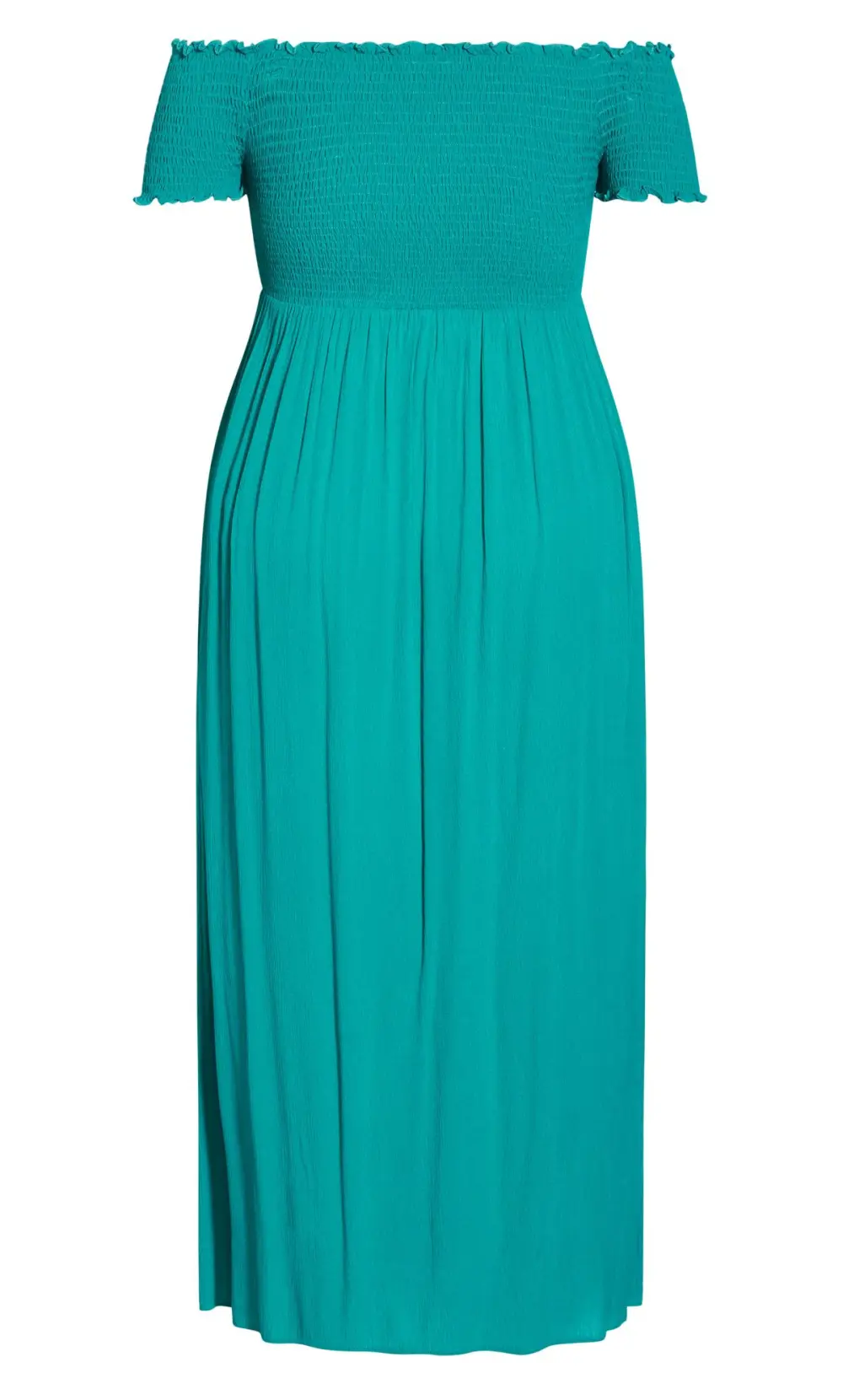 Evans Green Bardot Shirred Maxi Dress