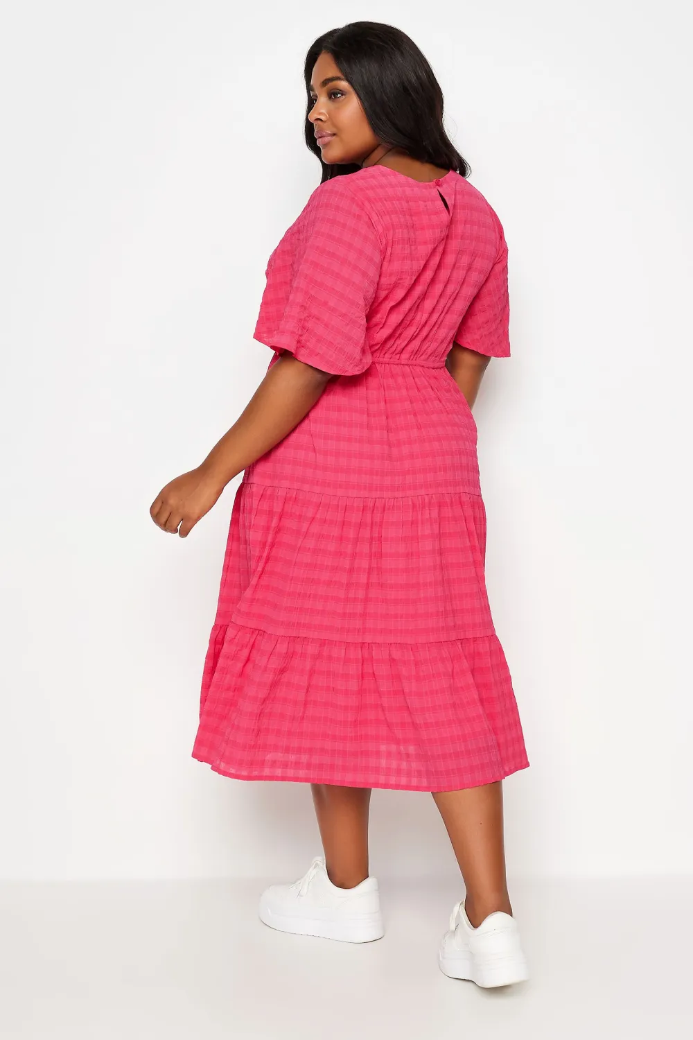 YOURS Curve Pink Textured Smock Midi Dress