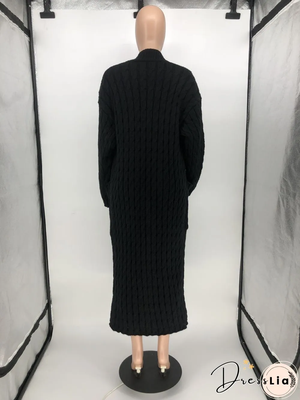 Winter Crochet Loose Long Twist Sweater Cardigan