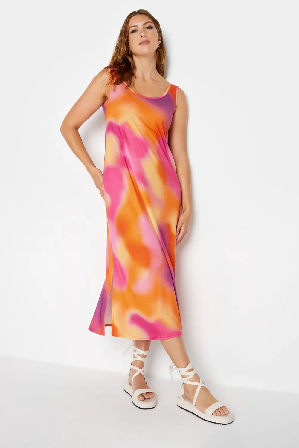 LTS Tall Orange Tie Dye Midi Dress