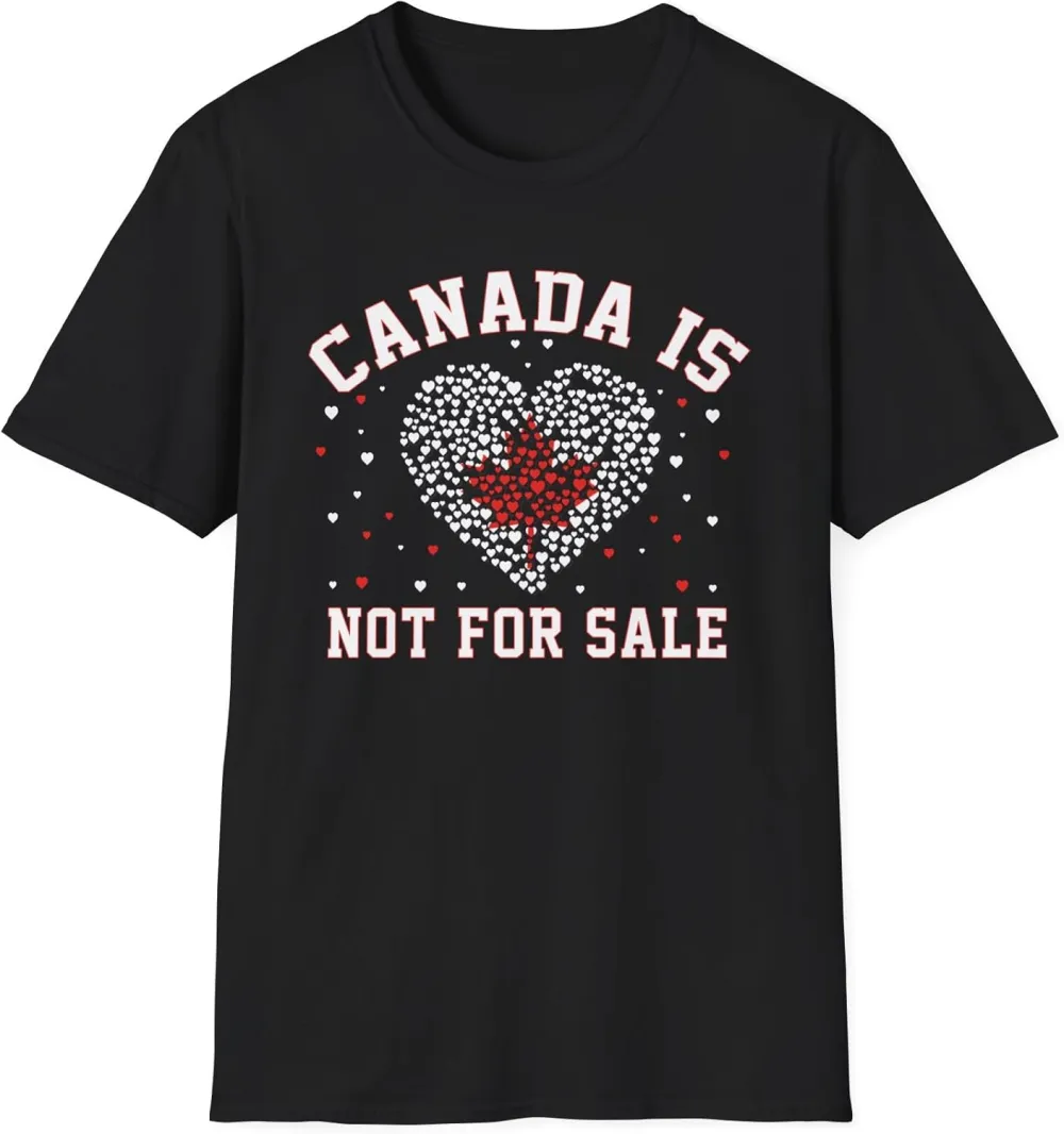 Canada is Not for Sale T-Shirt - Retro Heart Shape Maple Leaf Tee, Unisex Canada Map Shirt for Men and Women, Gifts for Canadians, Canadian Politics Apparel