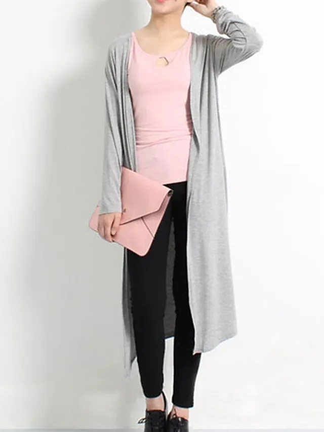 Women's Cardigan Sweater Open Front Ribbed Knit Modal Oversized Summer Fall Long Daily Going out Weekend Stylish Casual Soft Long Sleeve Solid Color Black White Yellow One-Size