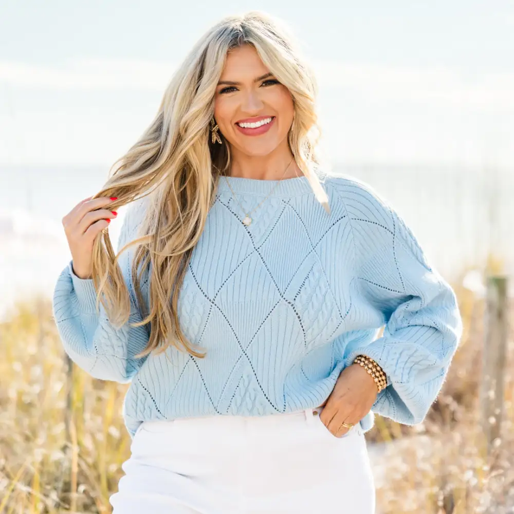 Open My Heart Sweater, Blue