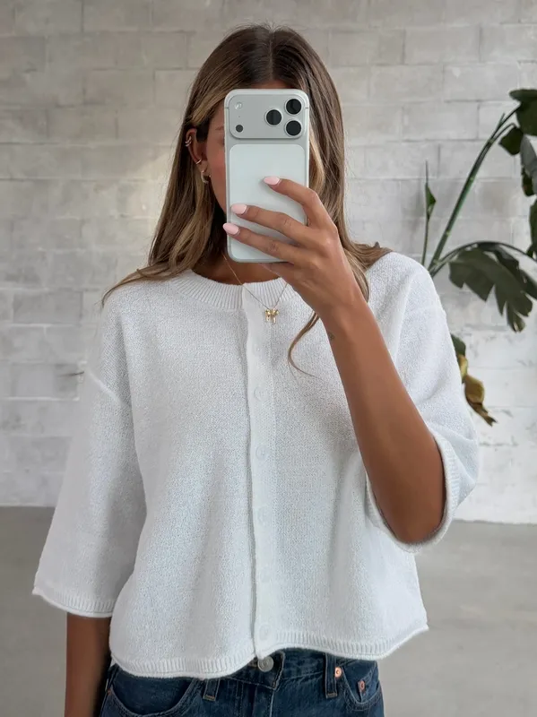 Button Front Knit Sleeveless Top