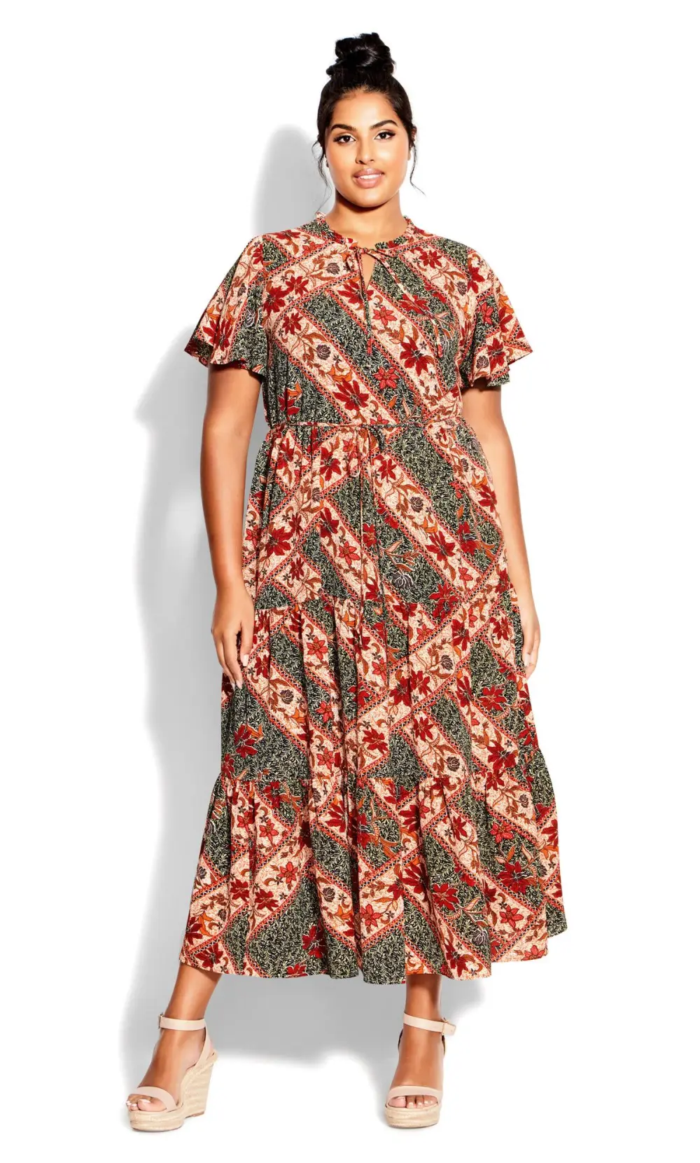 Evans Red Floral Print Smock Maxi Dress