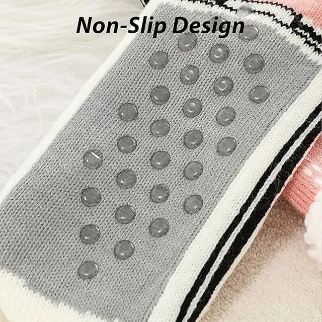 Ultra-Thick Cashmere Slipper Home Socks for Women, Non-Slip Fuzzy Home Socks with Grips, Warm Cozy Christmas Slipper Socks, Soft Inherentinct Winter Socks