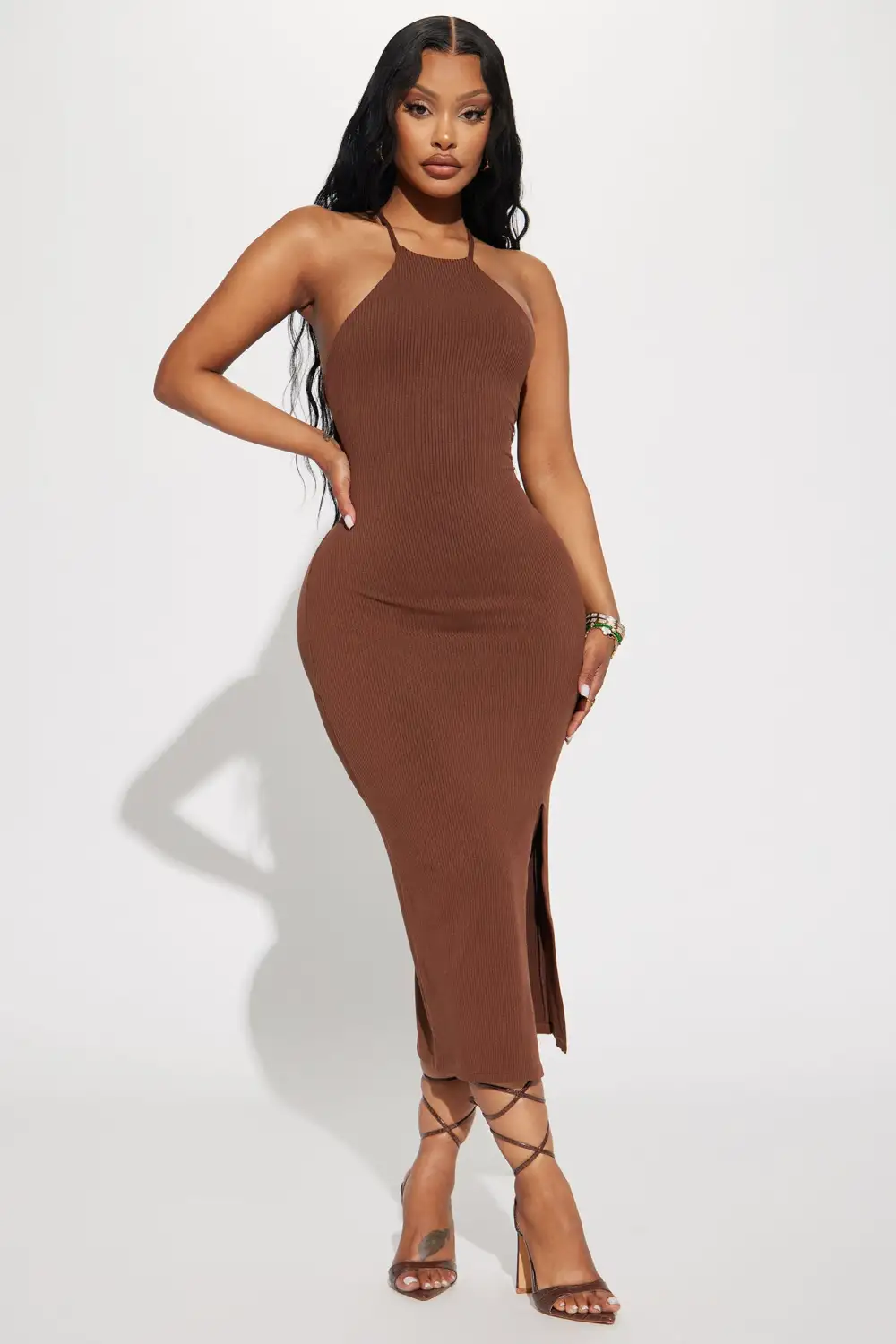Tie Back Crosscriss Maxi Pencil Dress