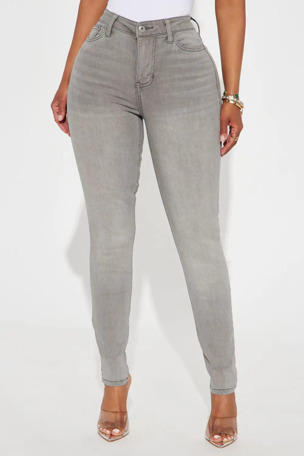 Lights Out High Rise Booty Lifting Skinny Jeans - Grey