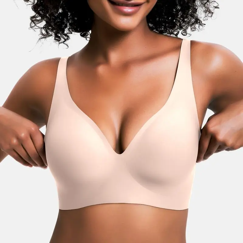 Women's Jelly Wireless Deep V Push-Up Seamless Bra