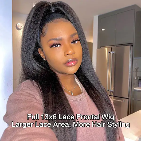 250% Kinky Straight 13×6 Full Frontal Lace Wig Sterly Lace Frontal Human Hair Wigs