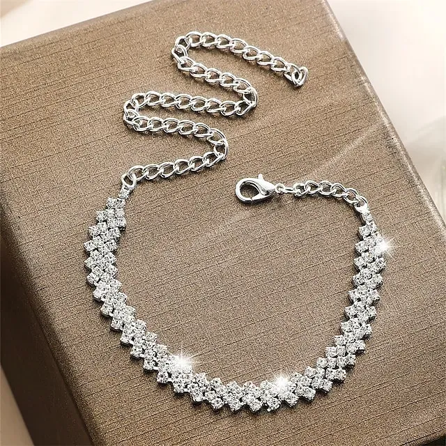 Anklet Personalized Stylish Artistic Women's Body Jewelry For Formal Date Classic Rhinestone Iron Gypsophila Silver