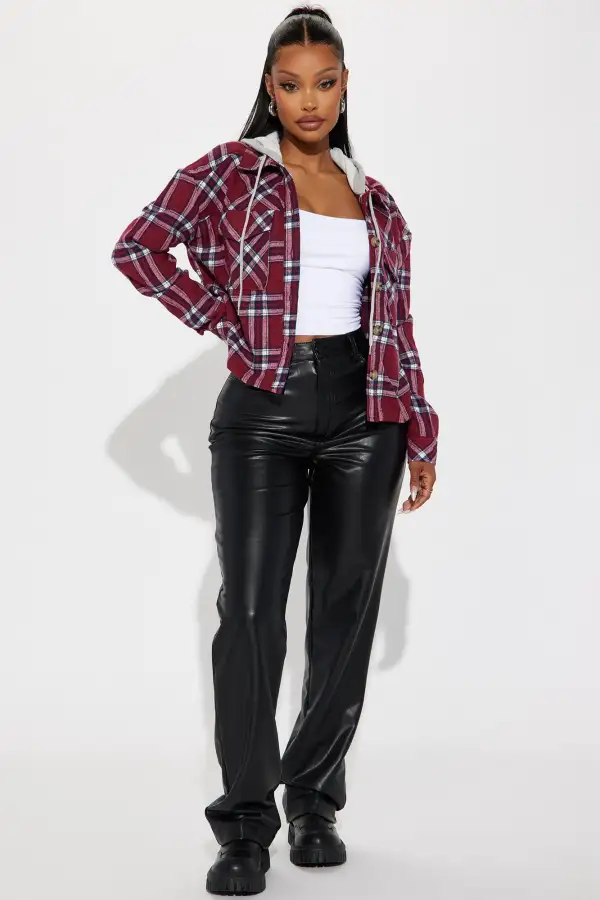 Prime Plaid Hooded Shirt - Red/combo