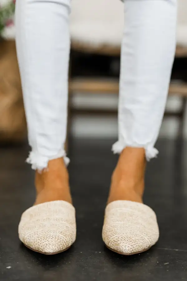 Out In The Sun Natural Brown Flat Mules