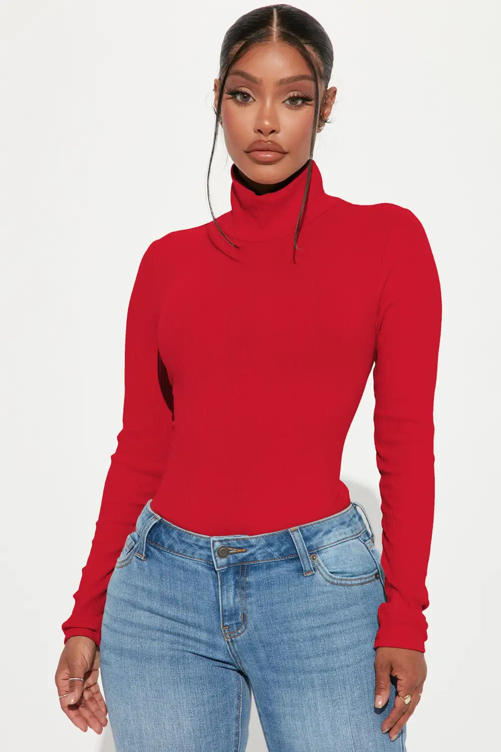 Tess Turtleneck Bodysuit - Red