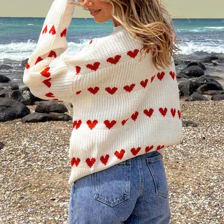 Lovey Heart Stripe Sweater