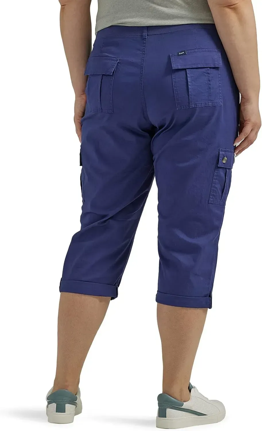 Lee Women's Plus Size Ultra Lux Comfort with Flex-to-go Cargo Capri Pant
