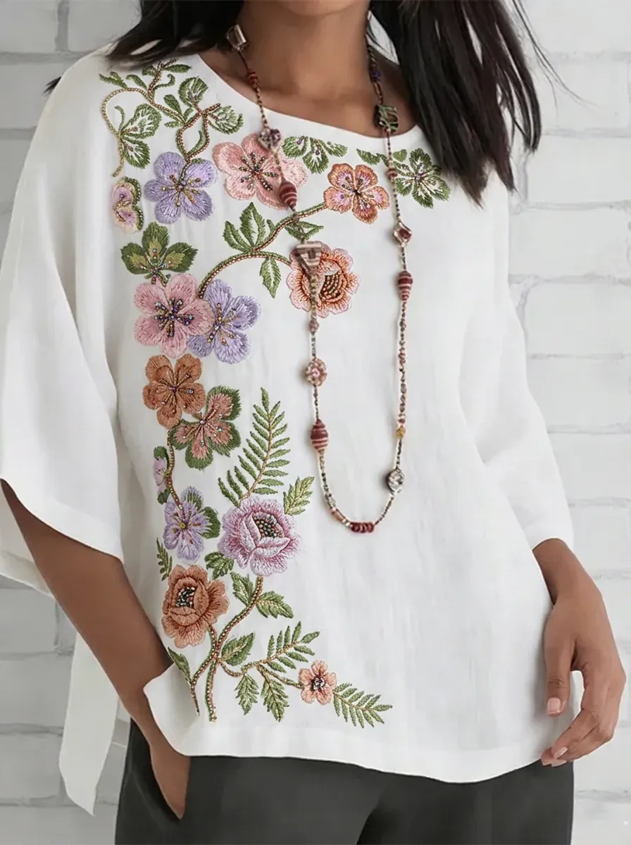Women's Nashville Floral Embroidery Printed Top