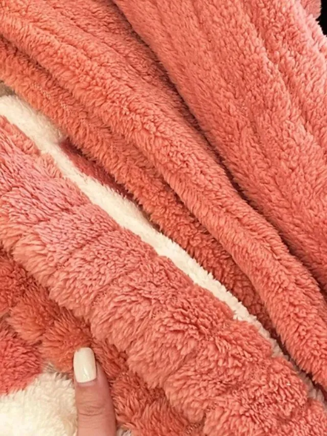 Women's Fleece Fluffy Fuzzy Warm Pajamas Sets Fruit Fashion Casual Comfort Home Daily Bed Flannel Warm V Wire Long Sleeve Cardigan Pant Button Pocket Fall Winter Pink Red