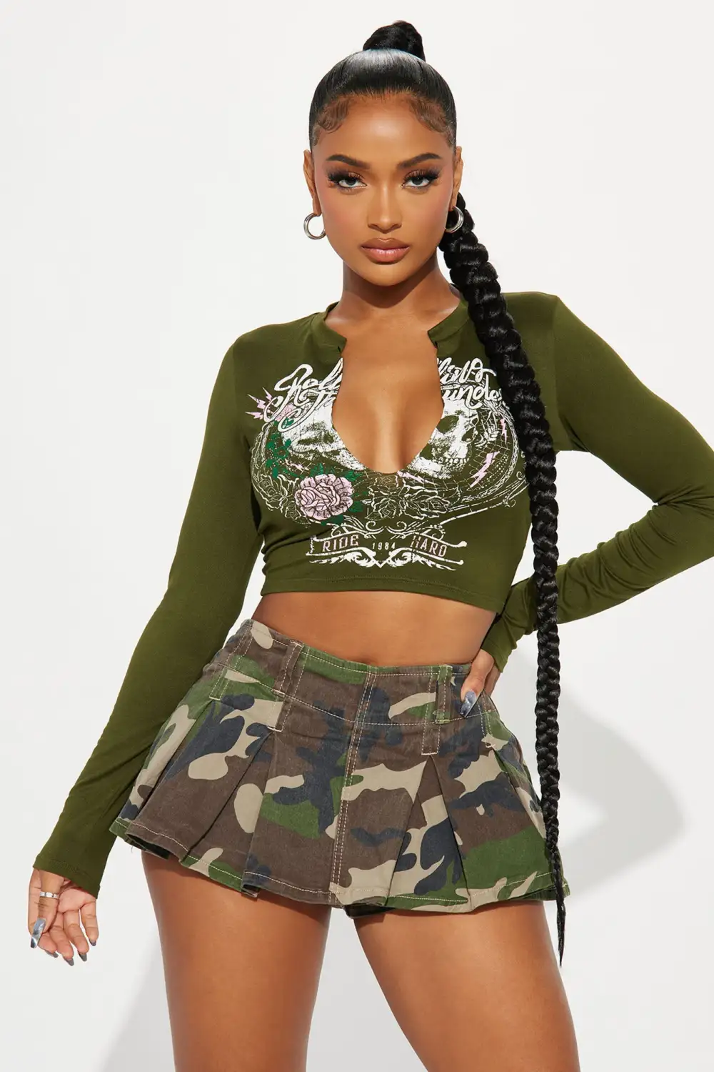 Rolling Thunder Long Sleeve Top - Olive