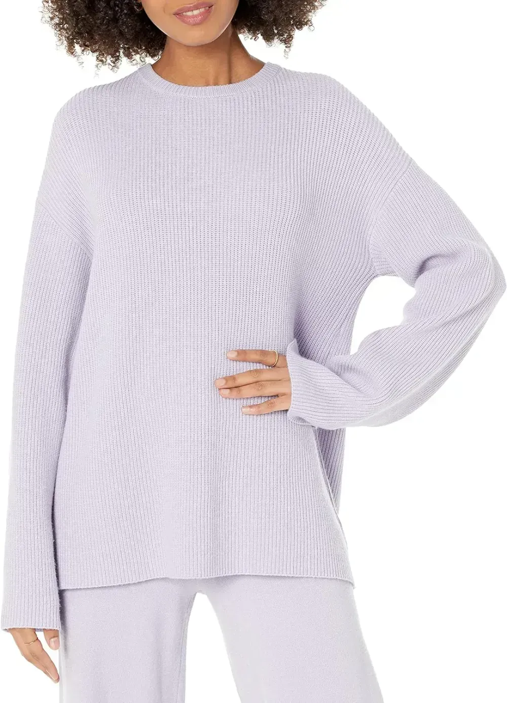 Women's Alice Crewneck Back-Slit Ribbed Pullover Sweater