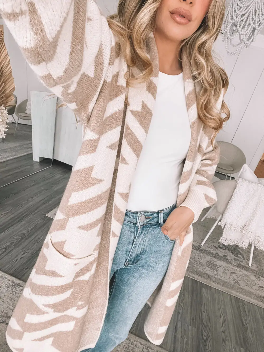 Ciela Cardigan - Beige Print