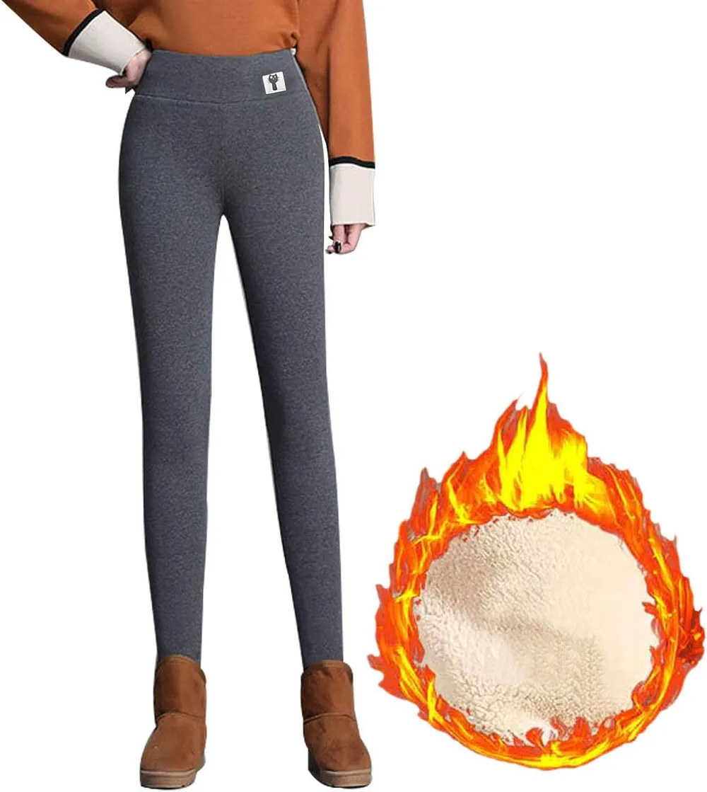 Winter Sherpa Fleece Lined Leggings for Women,High Waist Stretchy Thick Cashmere Leggings Plush Warm Thermal Pants