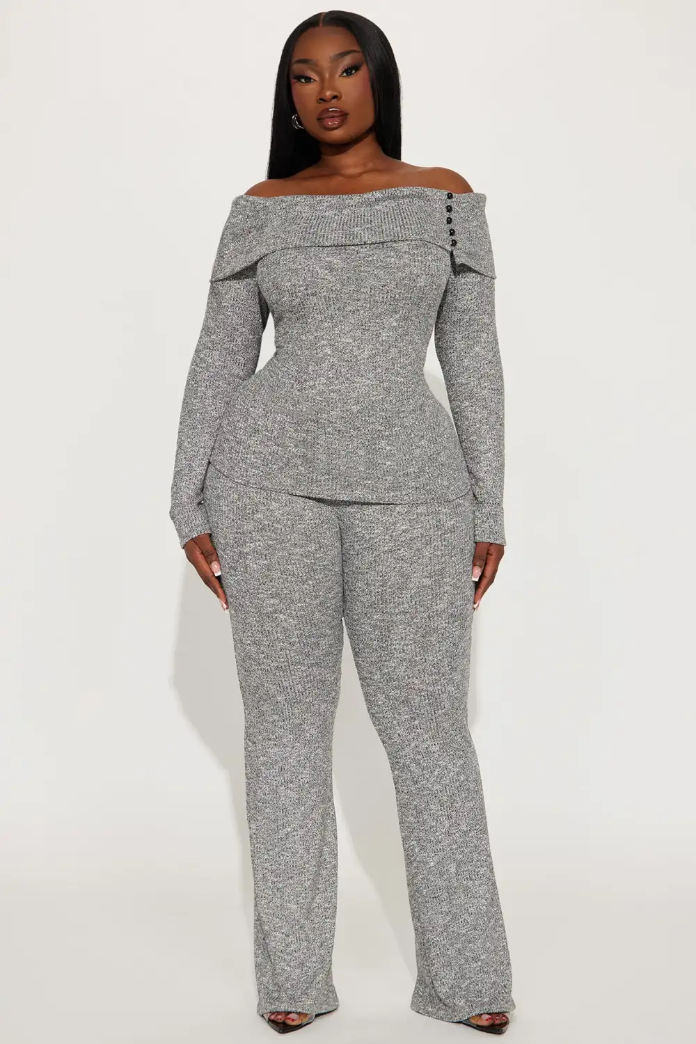 Chilly Nights Pant Set - Heather Grey