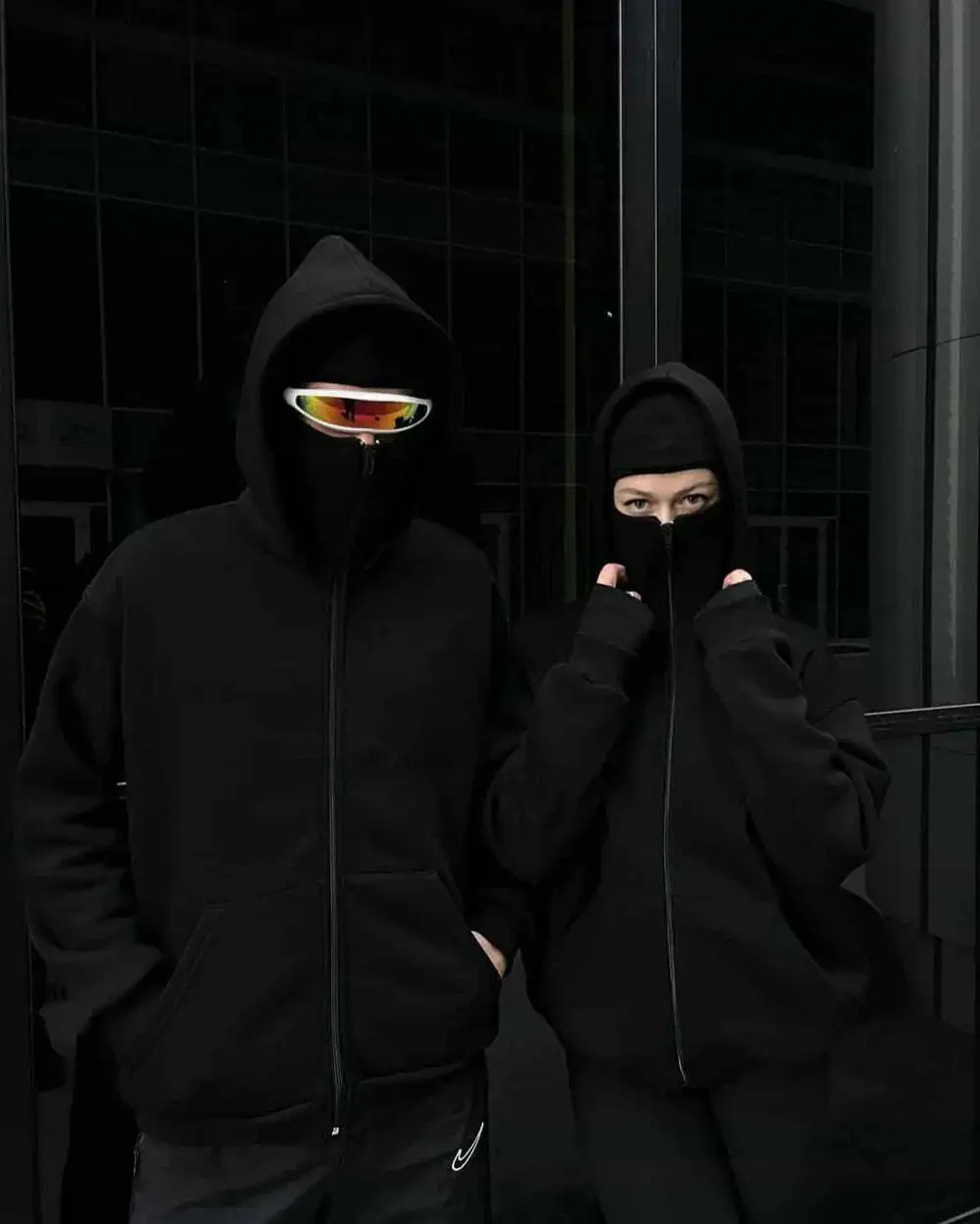 Unisex Hoodie with Built-In Eye Mask, Double Hooded Hoodie, Full Zip Hooded Sweatshirt for Cold Weather