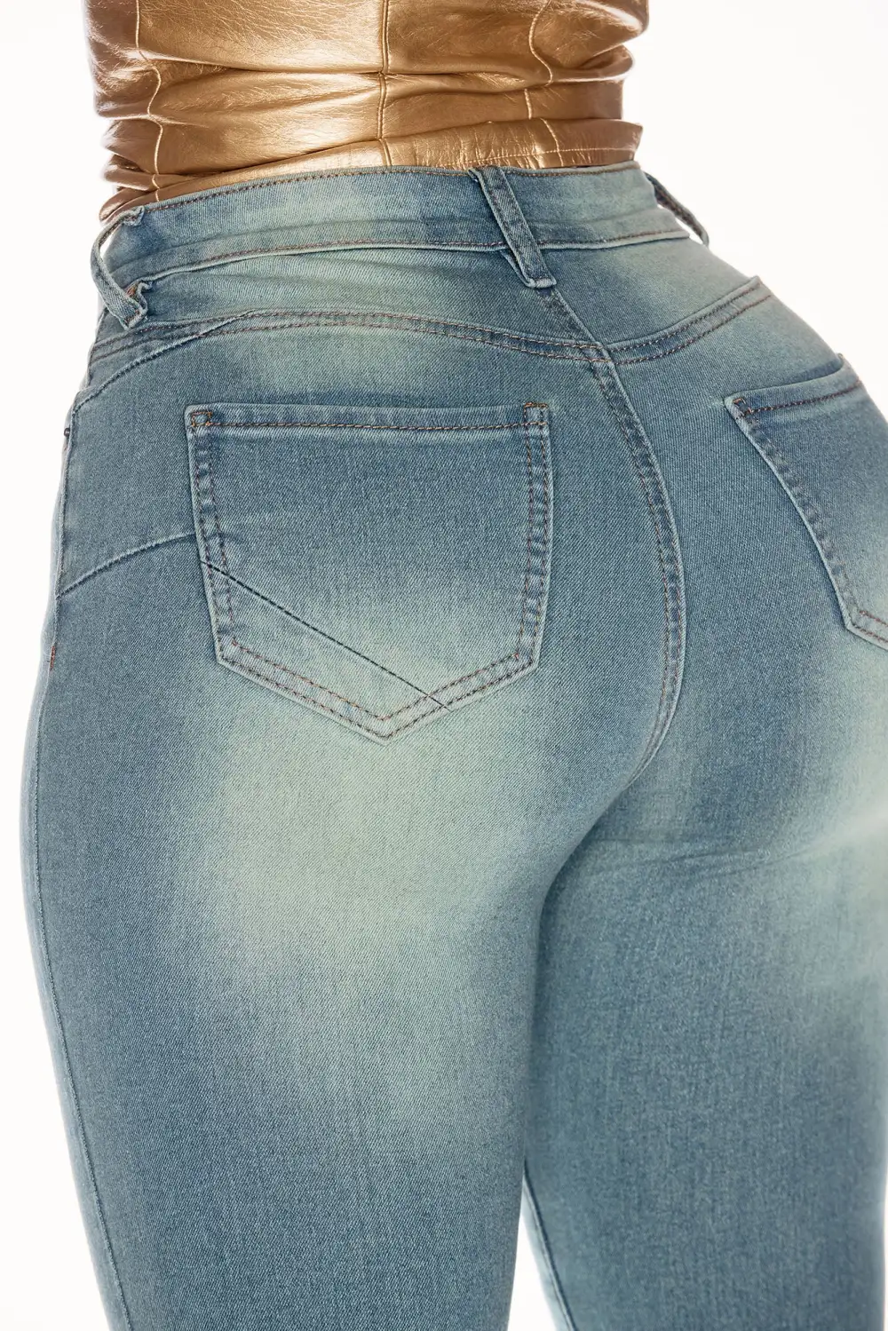Hampton Tinted High Stretch Skinny Jeans - Medium Blue Wash