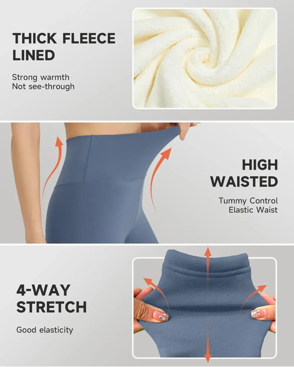 Fleece Lined Leggings for Women – Thick Winter Warm Thermal High Waisted Tummy Control Workout Yoga Pants