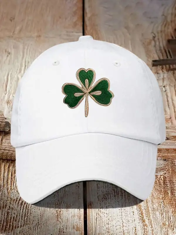 Unisex Embroidered Leaf Clovers Print Baseball Cap