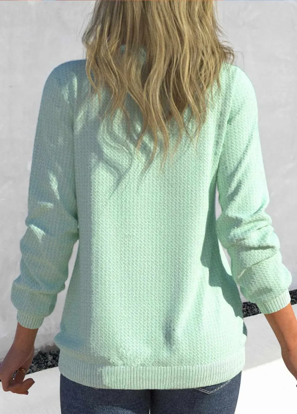 Mint Green Split Long Sleeve Sweatshirt