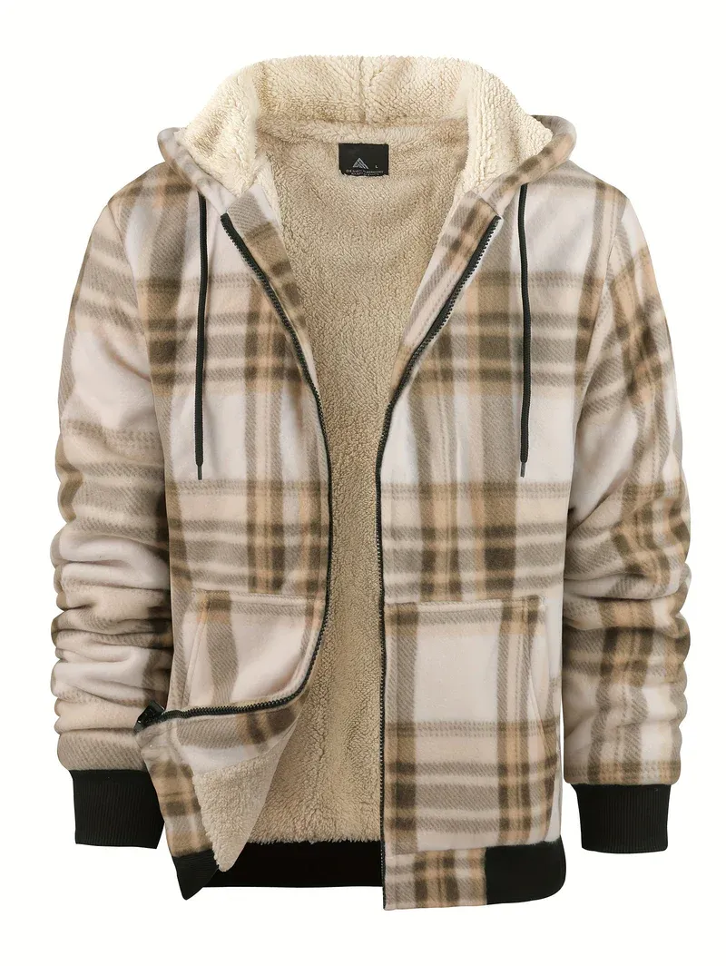 Mens Plaid Flannel Sherpa Lined Fleece Jackets