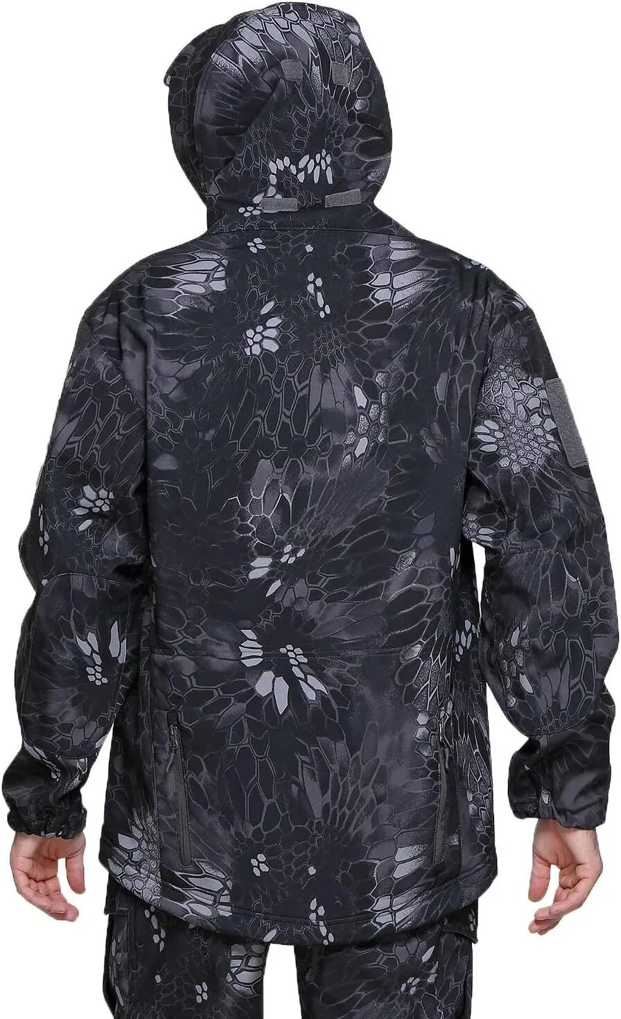 Men's Tactical Softshell Jacket Waterproof Fleece Hooded Hunting Coat