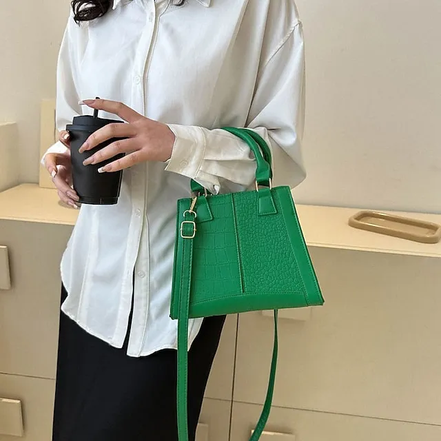 Women's Handbag Shoulder Bag PU Leather Daily Durable Black White Peach