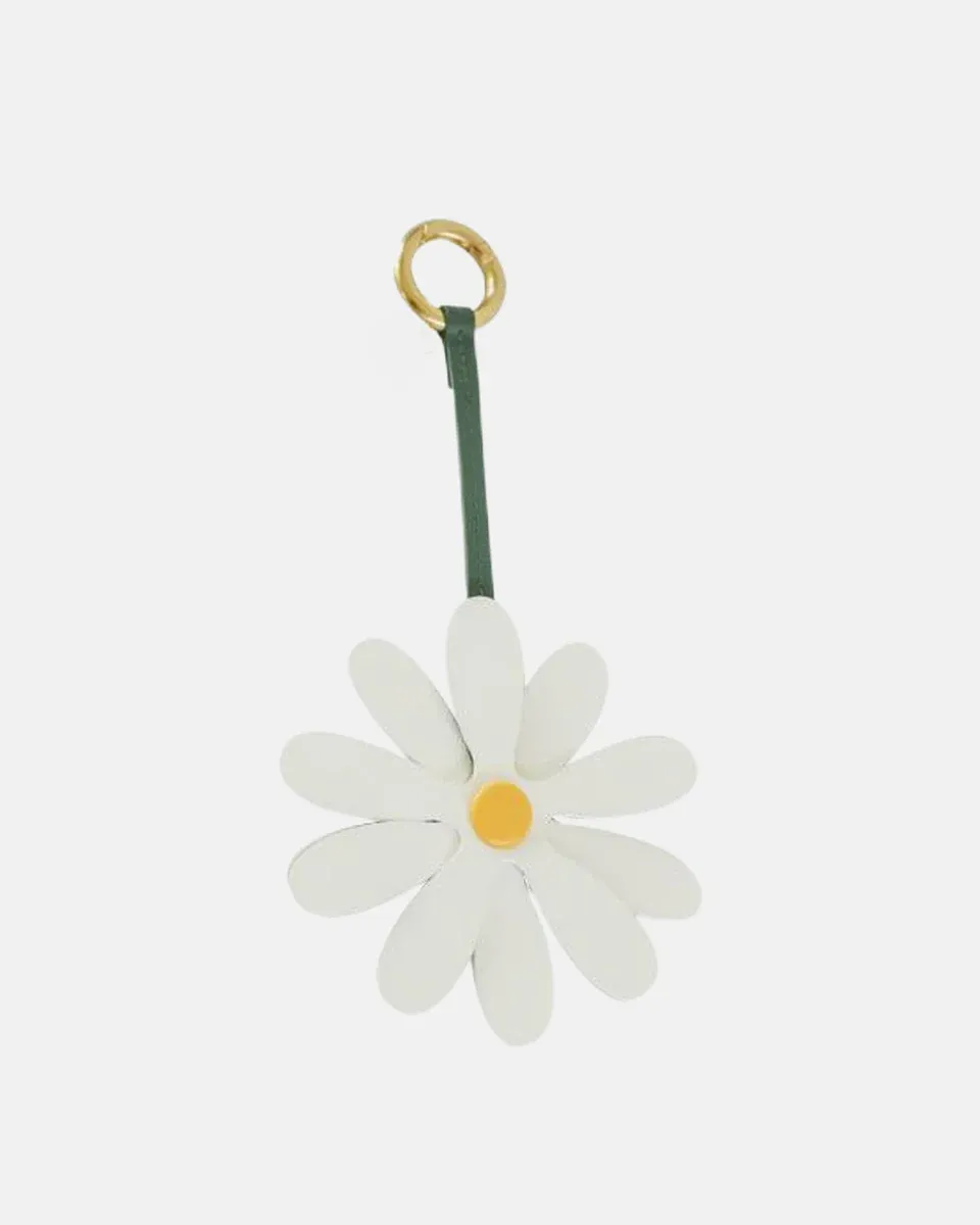 Leather Daisy Charm - White