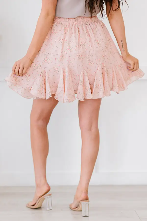 Casual Mini Floral Ruffle Skirt