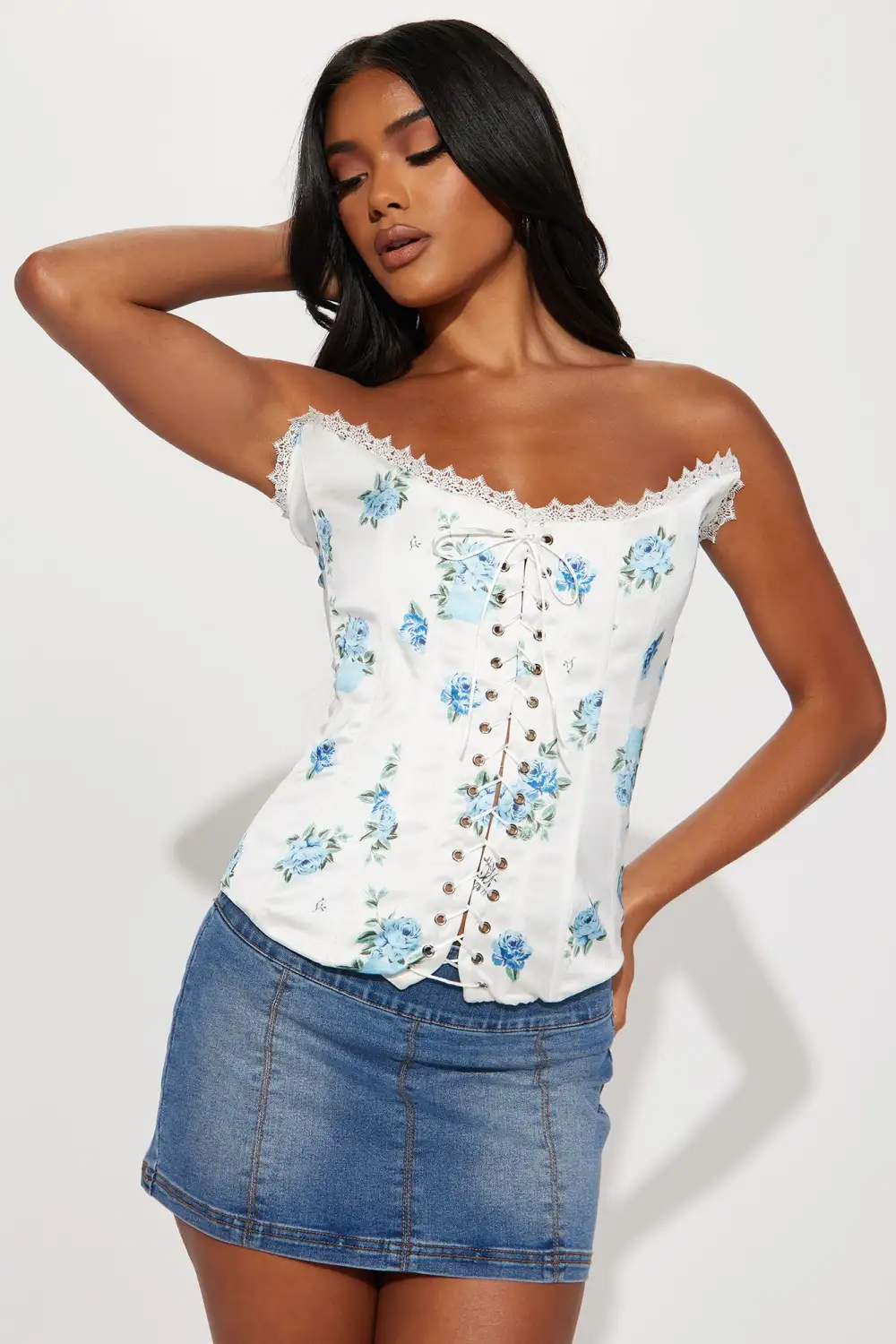 More To Come Floral Corset Top - Ivory/combo