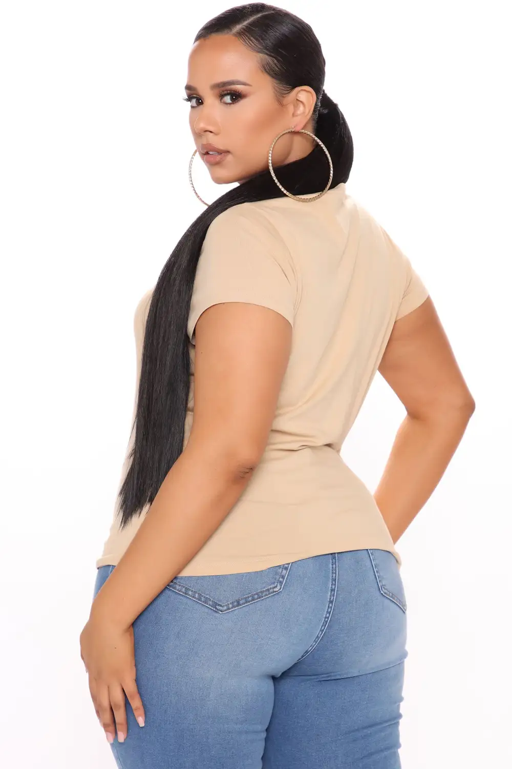 Lily V Neck Top - Mocha