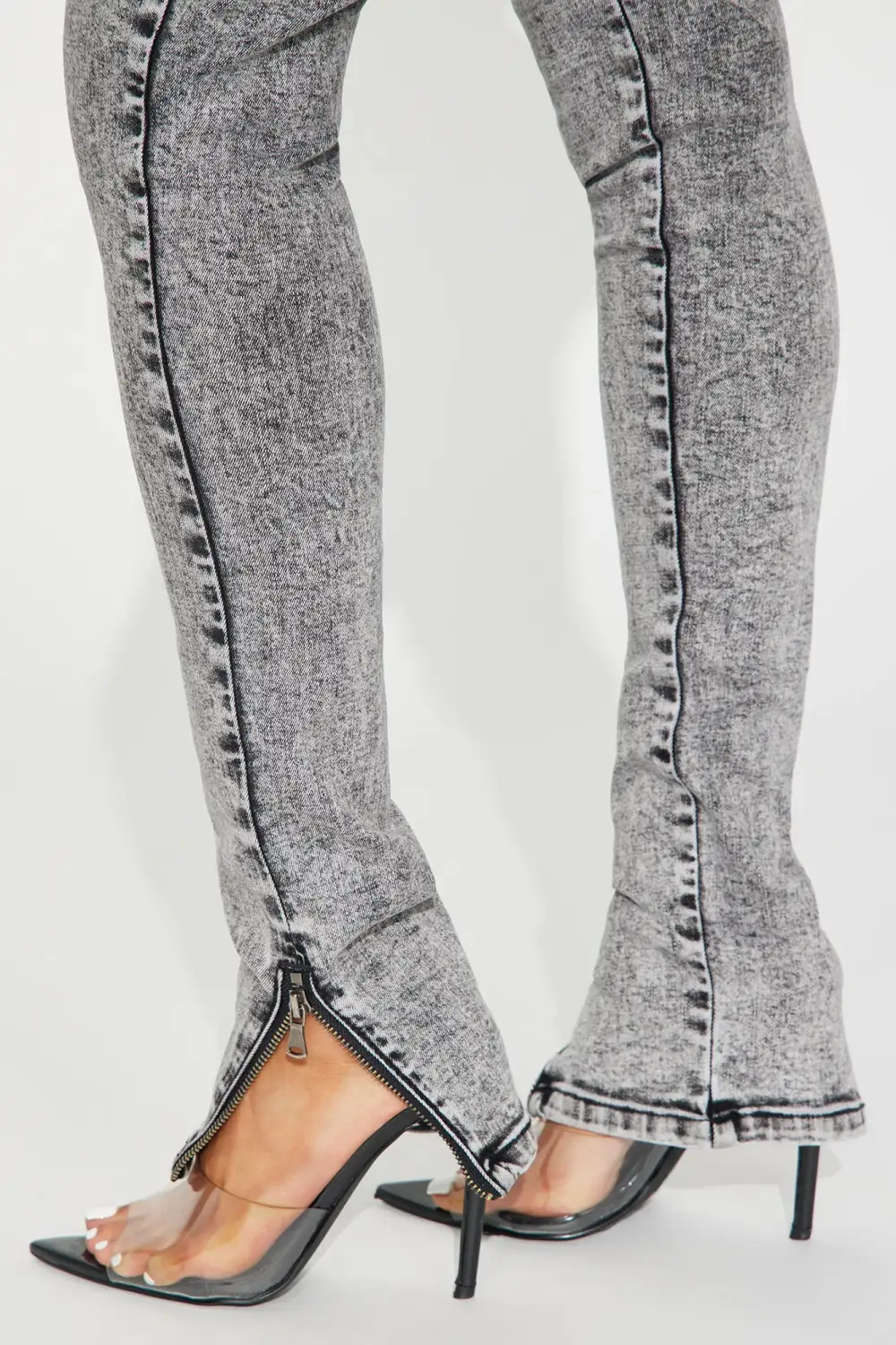 Moto Madness Stretch Skinny Jeans - Acid Wash Grey