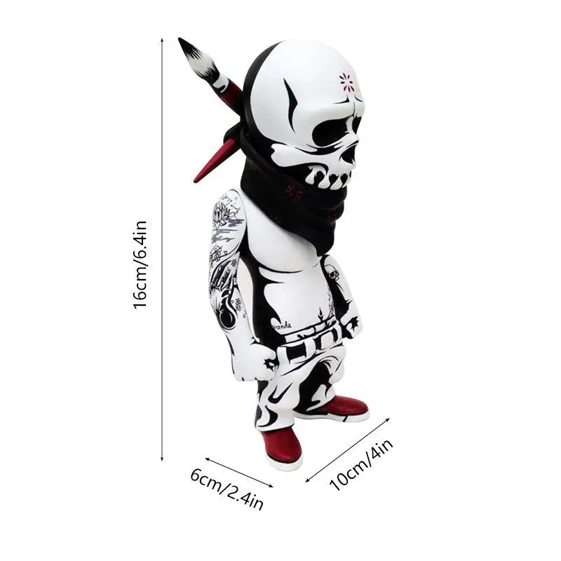 Resin Sculpture Figurine Rock Skull Doll Halloween Ornaments Home Desktop Decoration Statue Room Decoration Accessories