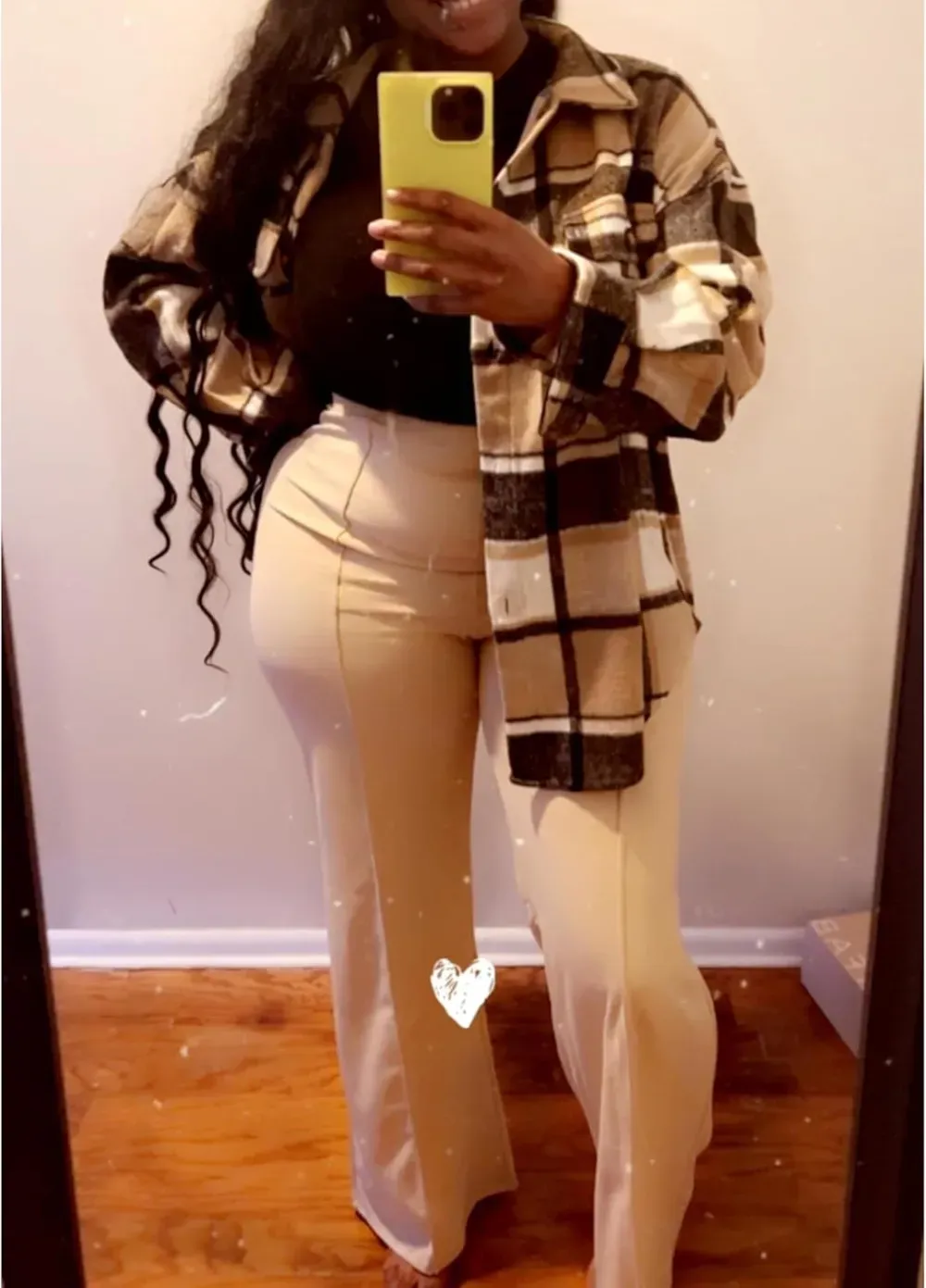 Women's Casual Plaid Flannel Shacket Jacket Oversized Button Down Long Sleeve Fall Shirts Jacket Lapel Coats Tops