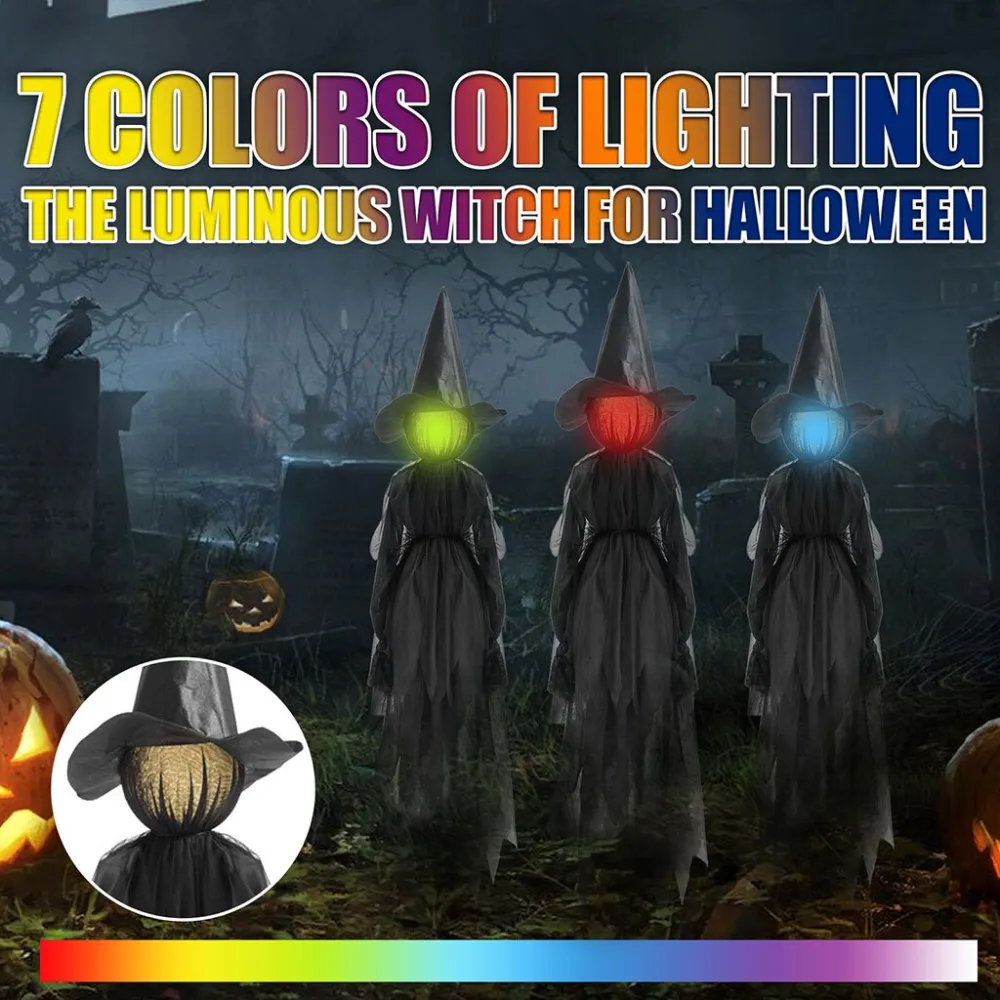 Halloween Decorations Outdoor Large Light Up Holding Hands Screaming Witches P15F