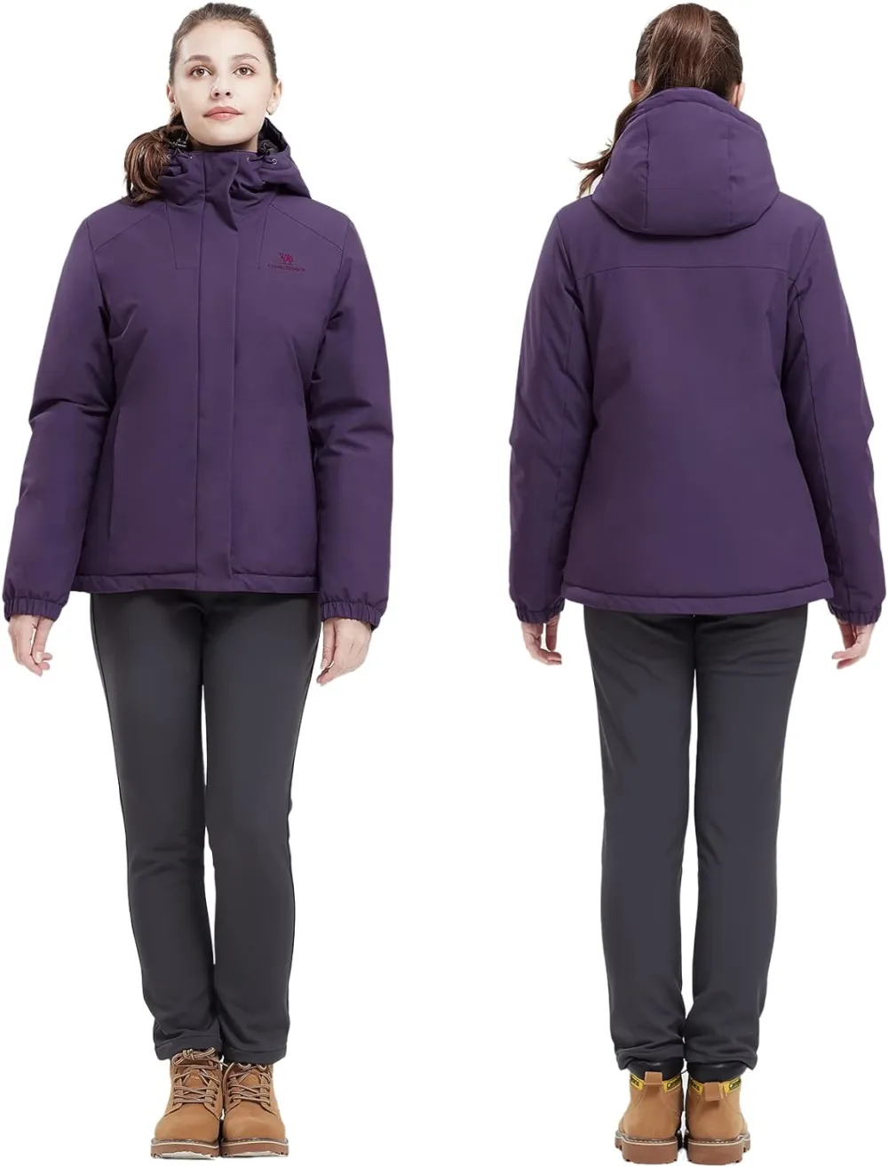 Women's Waterproof Mountain Ski Snow Jacket with Fleece Outdoor Windproof Raincoat Hooded for Fall and Winter