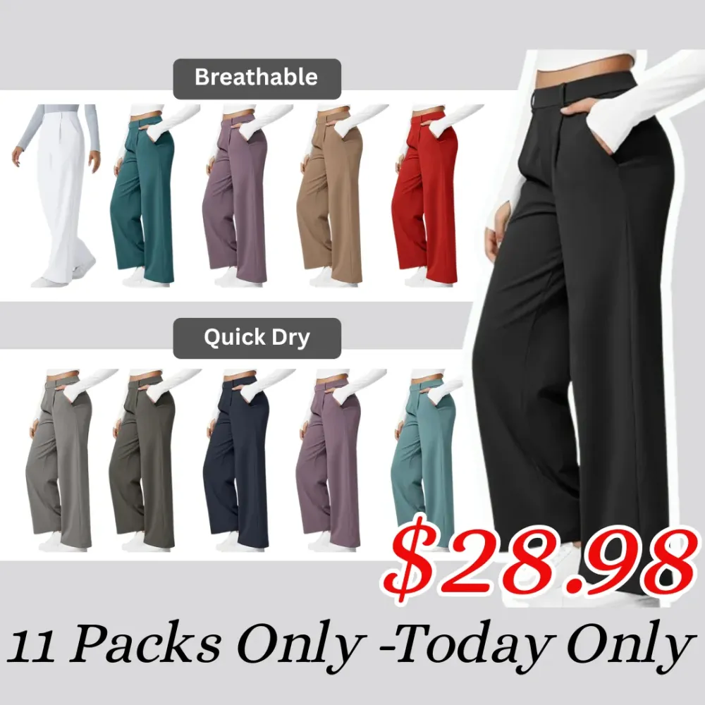 High Waisted Work Pants for Women Business Casual Outfits Office Dress Pants Trousers with Pockets