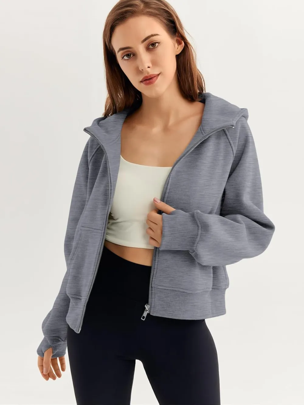 Womens Zip Up Hoodies Fleece Jackets Oversized Sweatshirts Fall Fashion Outfits 2024 Sweaters Winter Clothes
