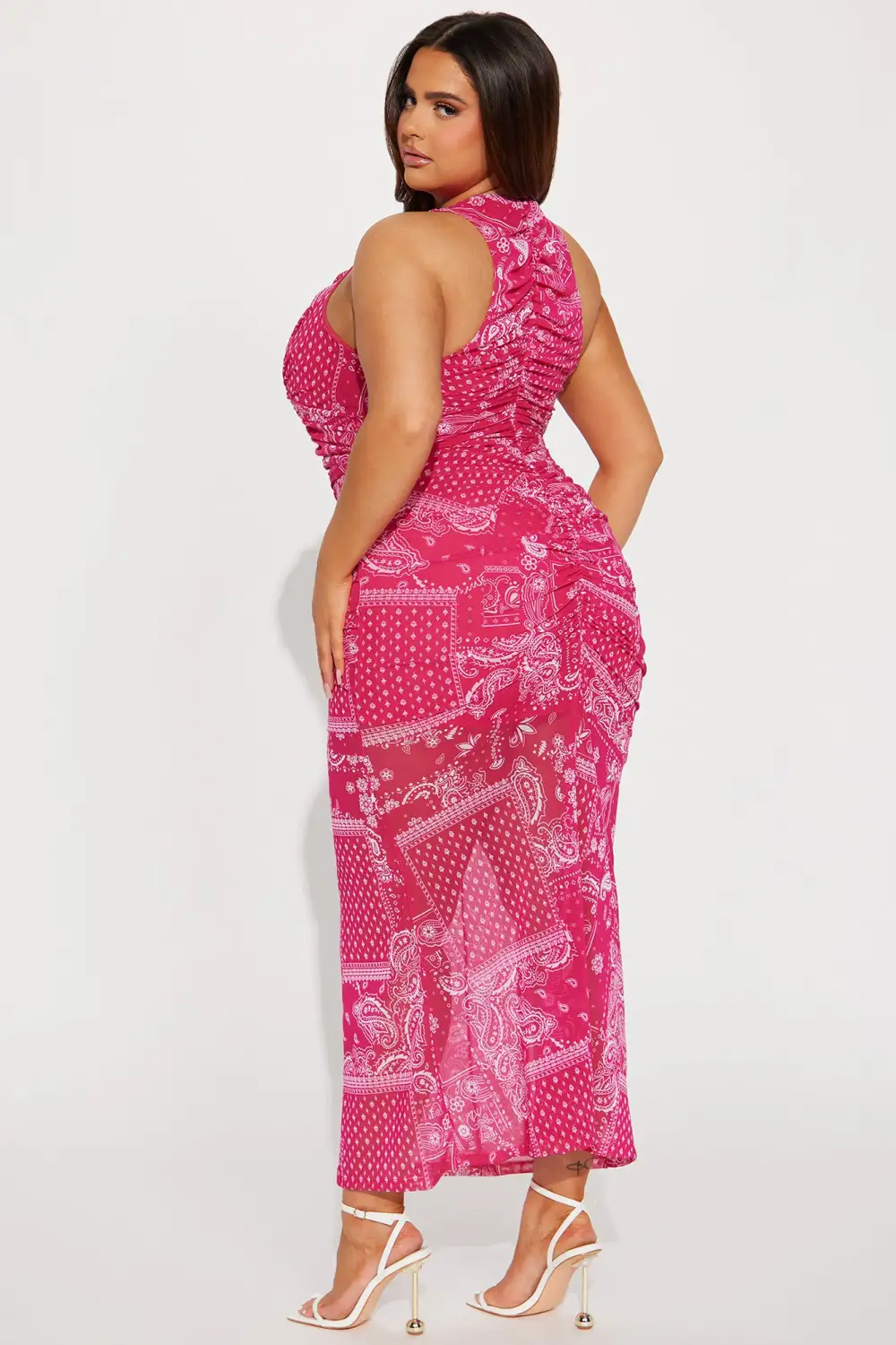 Paisley Princess Mesh Maxi Dress - Pink