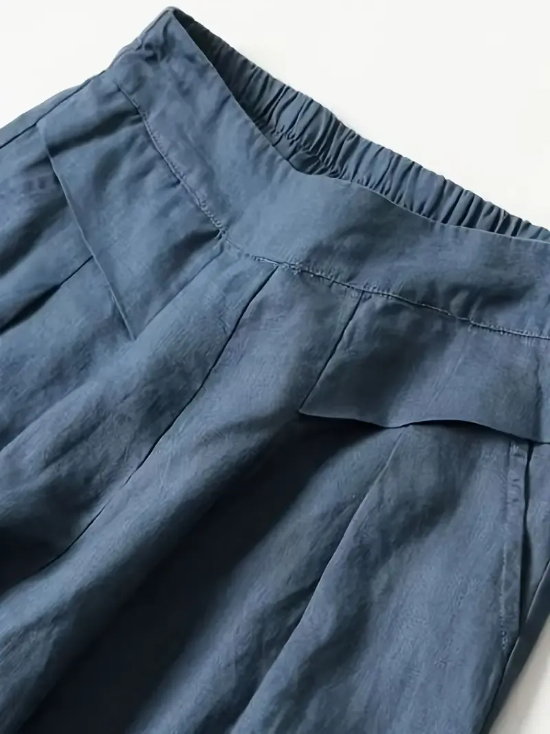 Solid Wide Leg Pants, Casual Palazzo Pants For Spring & Summer, Women's Clothing